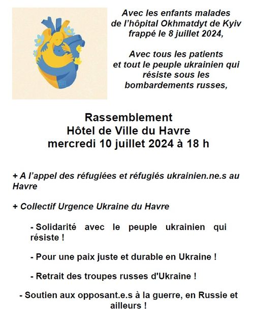 Contre les bombardements russes de l'hôpital pour enfants de Kyiv - Rassemblement