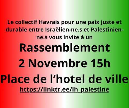 Rassemblement 2 Novembre Place de l’hotel de ville 15h