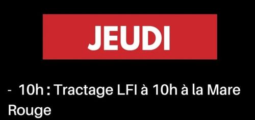 Jeudi, 10h : tractage lfi à la mare rouge