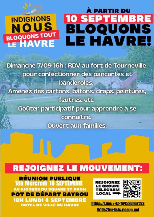Goûter Mouvement indignons-nous - Bloquons Tout ! Le Havre 10S25