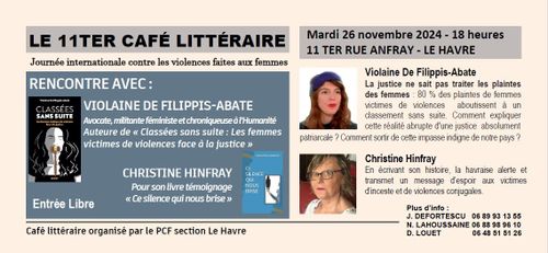 Café littéraire dans le cadre de la journée internationale contre les violences faites aux femmes